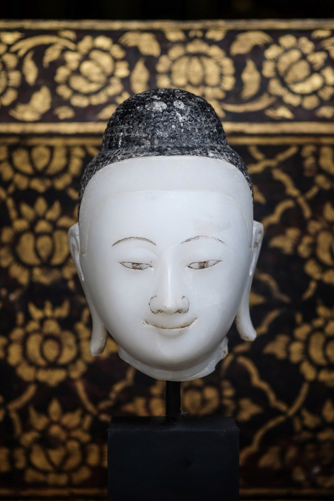 Late 19C Alabaster Mandalay Burma Buddha #024_1S