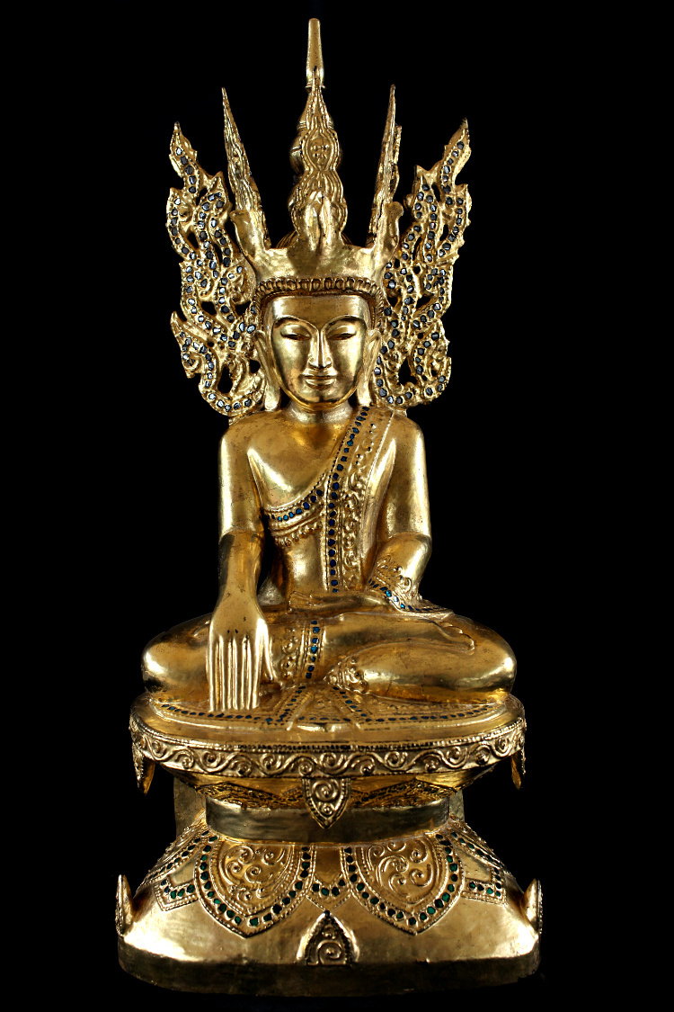 Extremely Rare 18C Wood Sitting Shan Burma Buddha # 049-2