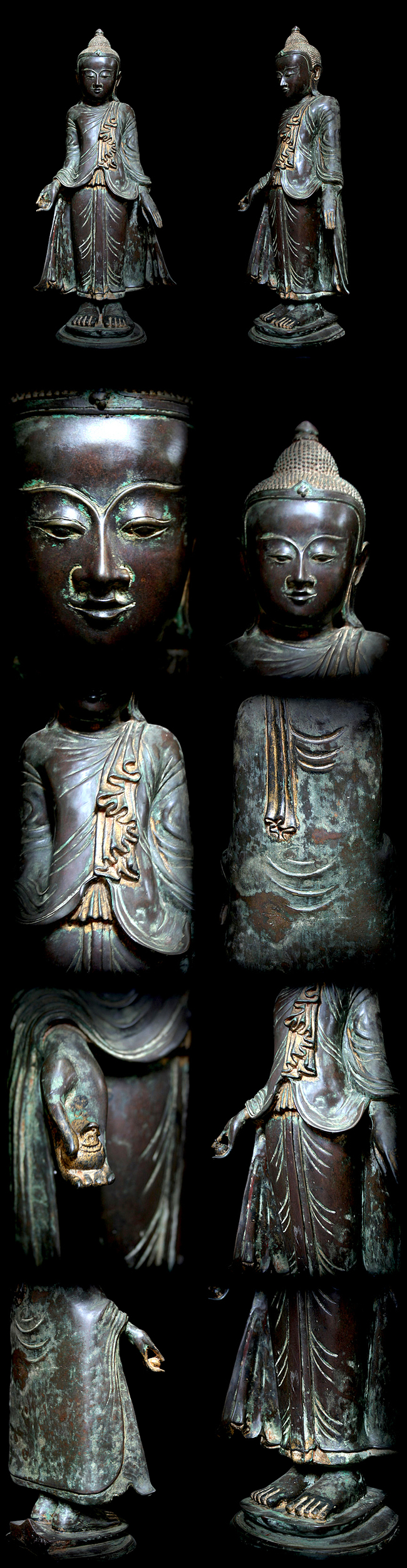 Beautiful 19C Bronze Burma Mandalay Buddha #001-1