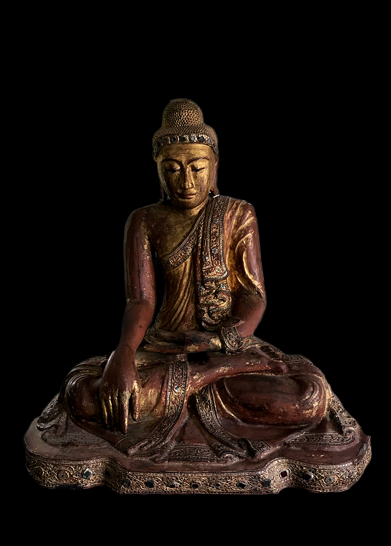 Very Rare 18C Wood Shan Burmese Buddha #074-2
