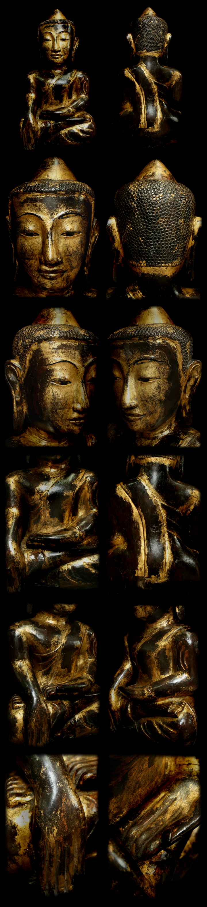 Extremely Rare 18C Wood Sitting Ava Burmese Buddha #108-2