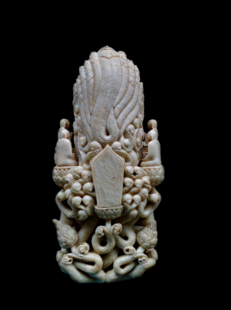 17C Alabaster Naga Andagu Burma Buddha #MS04