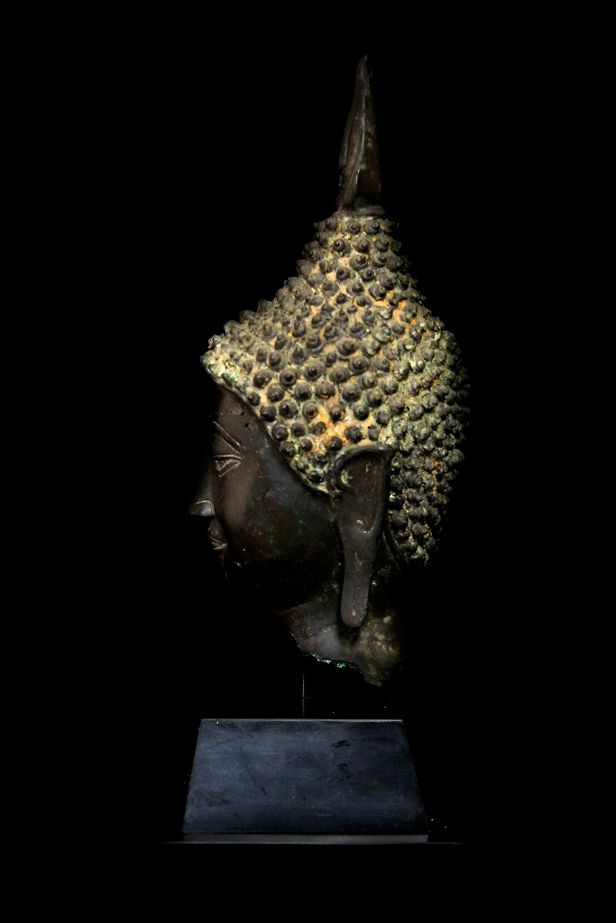 Extremely Rare 18C Bronze Chiangsang Buddha Head # BB193