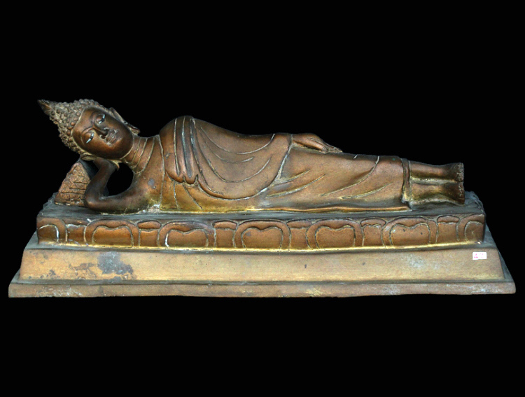Extremely Rare 19C Wood Mandalay Reclining Buddha #A143