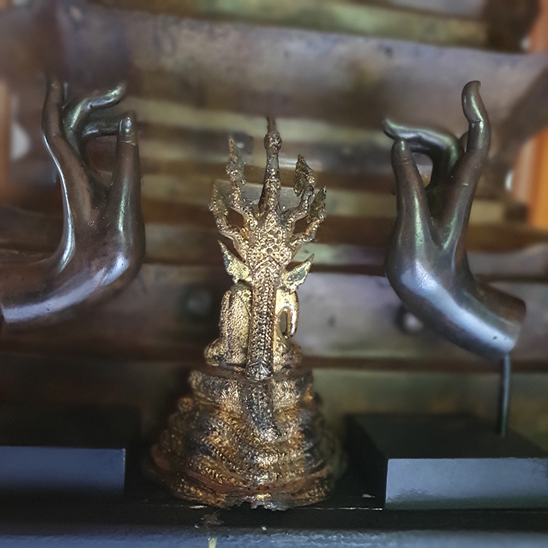 Extremely Rare Early 19C Bronze Thai Rattanakosin Happy Buddha #BB455