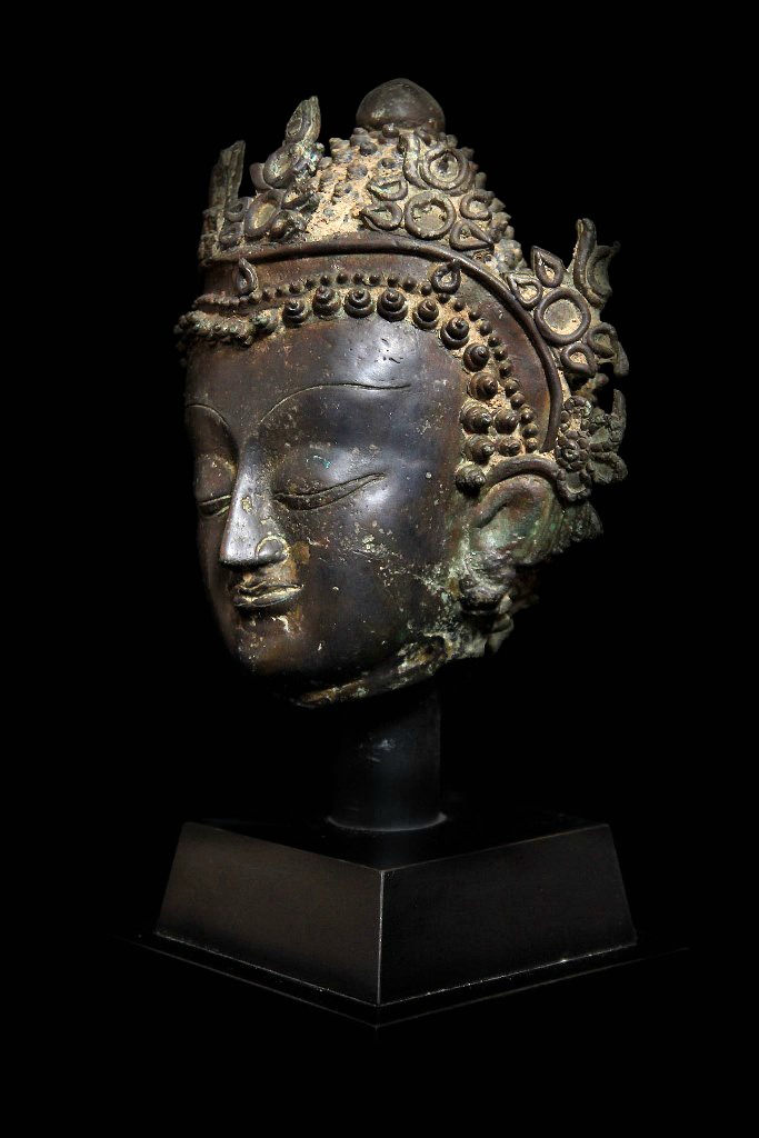 Extremely Rare Early 17C Bronze Ayuttaya Buddha Head #DW056