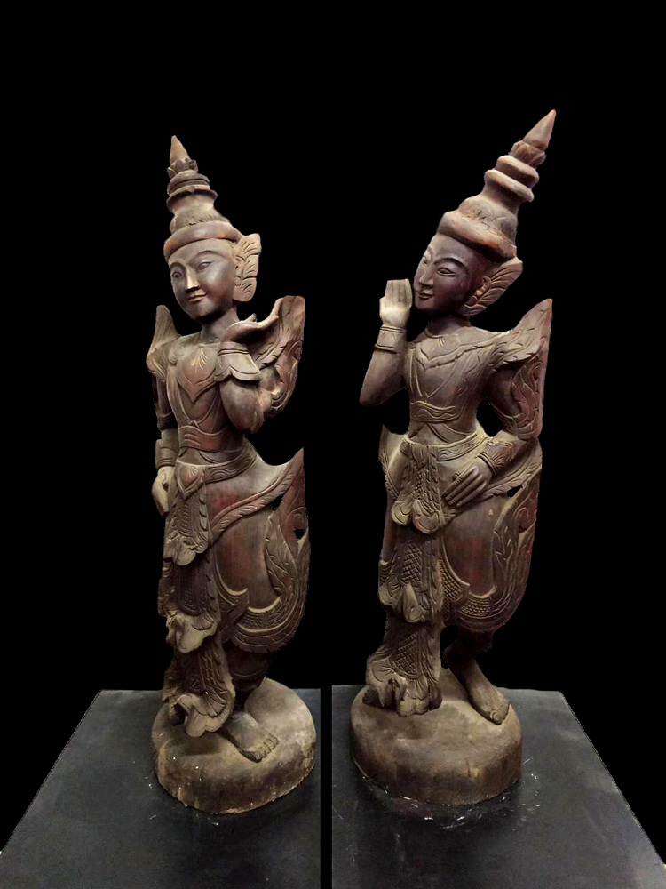 Extremely Rare Early 19C Wood Burmese Sculpture #A0.103