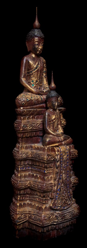Extremely Rare 19C Two Stand Wood Thai Buddha #BB067