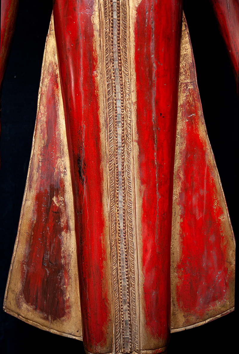 Extremely Rare 18C Wood Standing Ayutaya Buddha #al.144