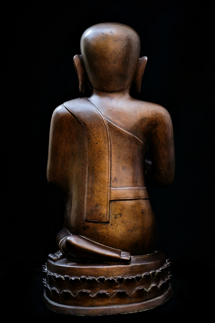 Fantastic Set 19C Bronze Burmese Buddhist Monks #B070