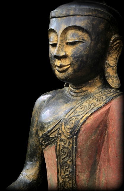 Extremely Rare 18C Wood Ava Burma Buddha #BB064