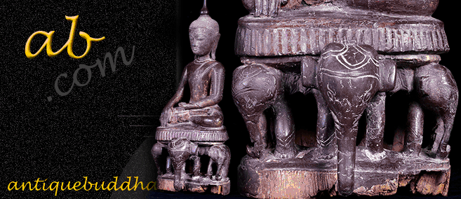 Extremely Rare 19C Wood Sitting Mandalay Buddha #9293