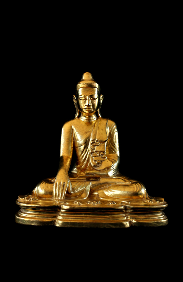 Fantastic 19C Wood Sitting Mandalay Buddha #BB131