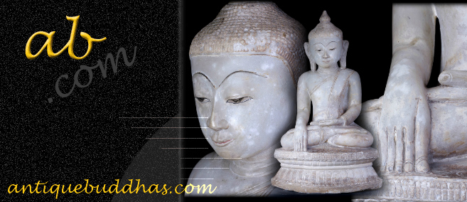 Extremely Rare 17-18C Alabaster Sitting Ava Buddha #A065