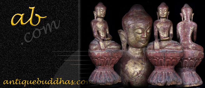 Rare 18C Wood Sitting Mon Burmese Buddha # A115
