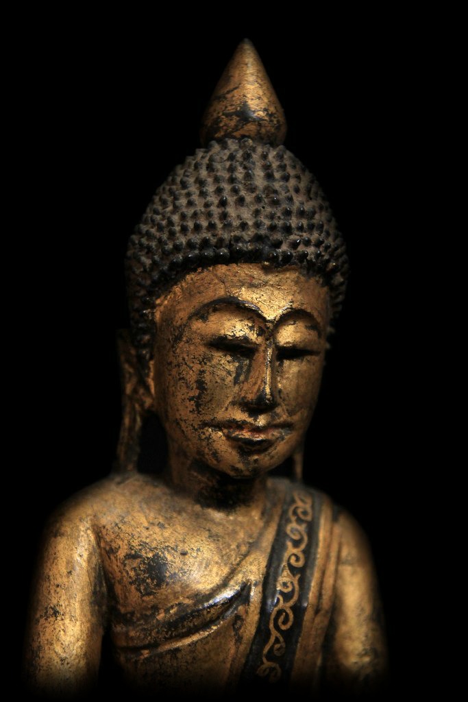 Extremely Rare 19C Wood Thai Lanna Buddha #BB233