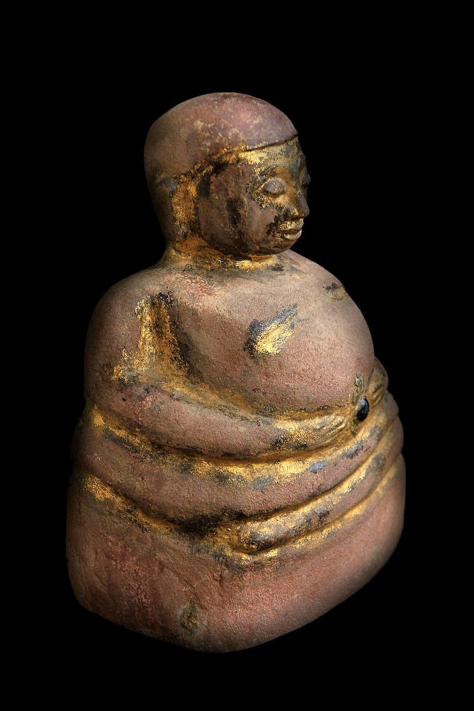 Extremely Rare 18C Sandstone Happy Laos Buddha #BB237