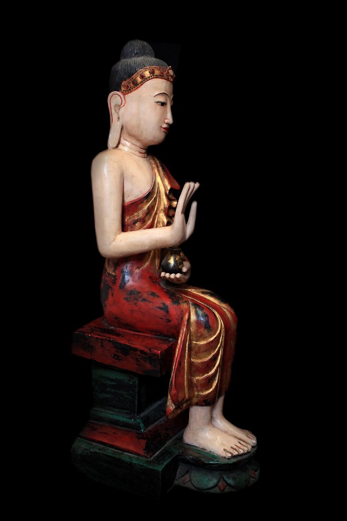 Extremely Rare 19C Wood Burmese Buddha #BB273