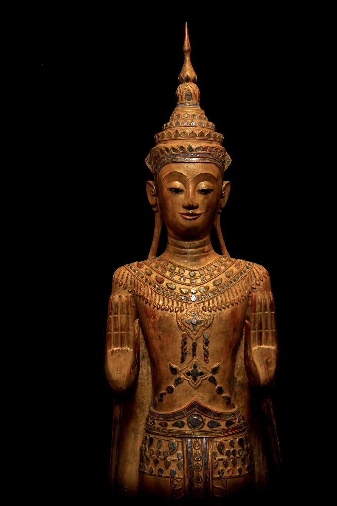 Extremely Rare 19C Wood Thai Rattanakosin Buddha #BB337