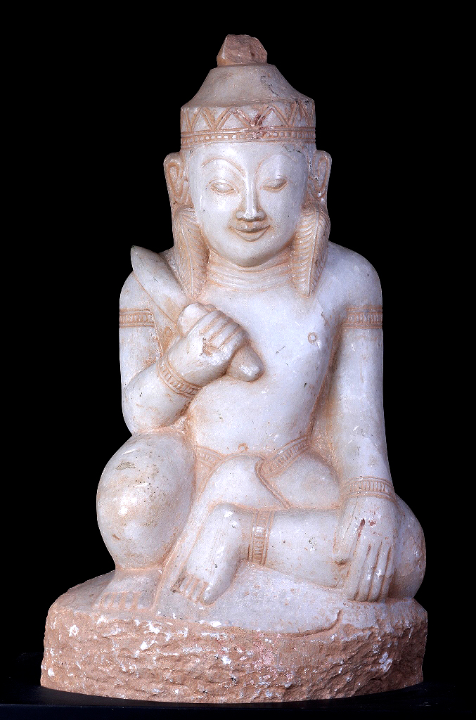 Extremely Rare 18C Alabaster Ava Buddha #DW019