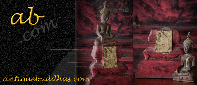Extremely Rare 19C Wood Sitting Thai Lanna Buddha #CH237