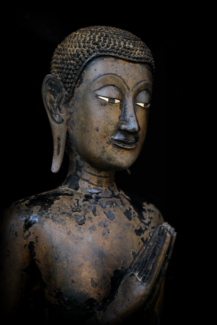 Pair Of 19C Bronze Burmese Buddhist Monks #BM021-2