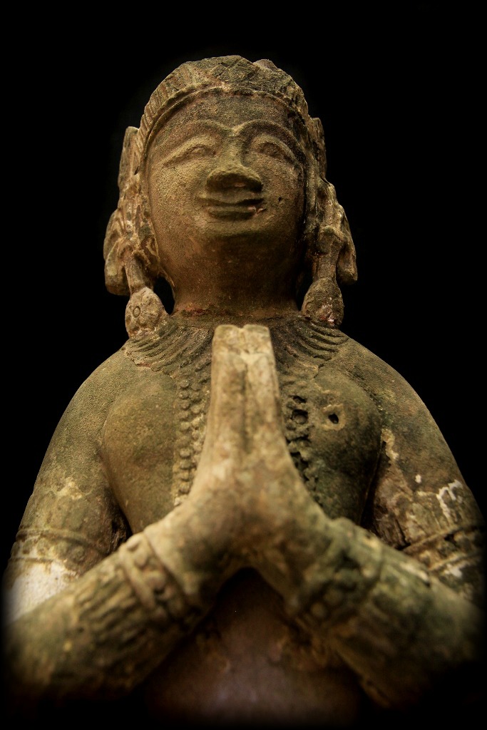 Early 19C Pair of Rattanakosin Thai Temple Buddhist Sculpture #DW022
