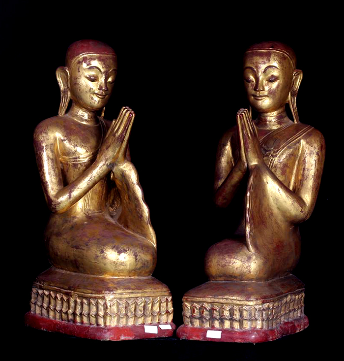 Extremely Rare 19C-20C A Pair of Wood Lanna Temple Buddhist Door