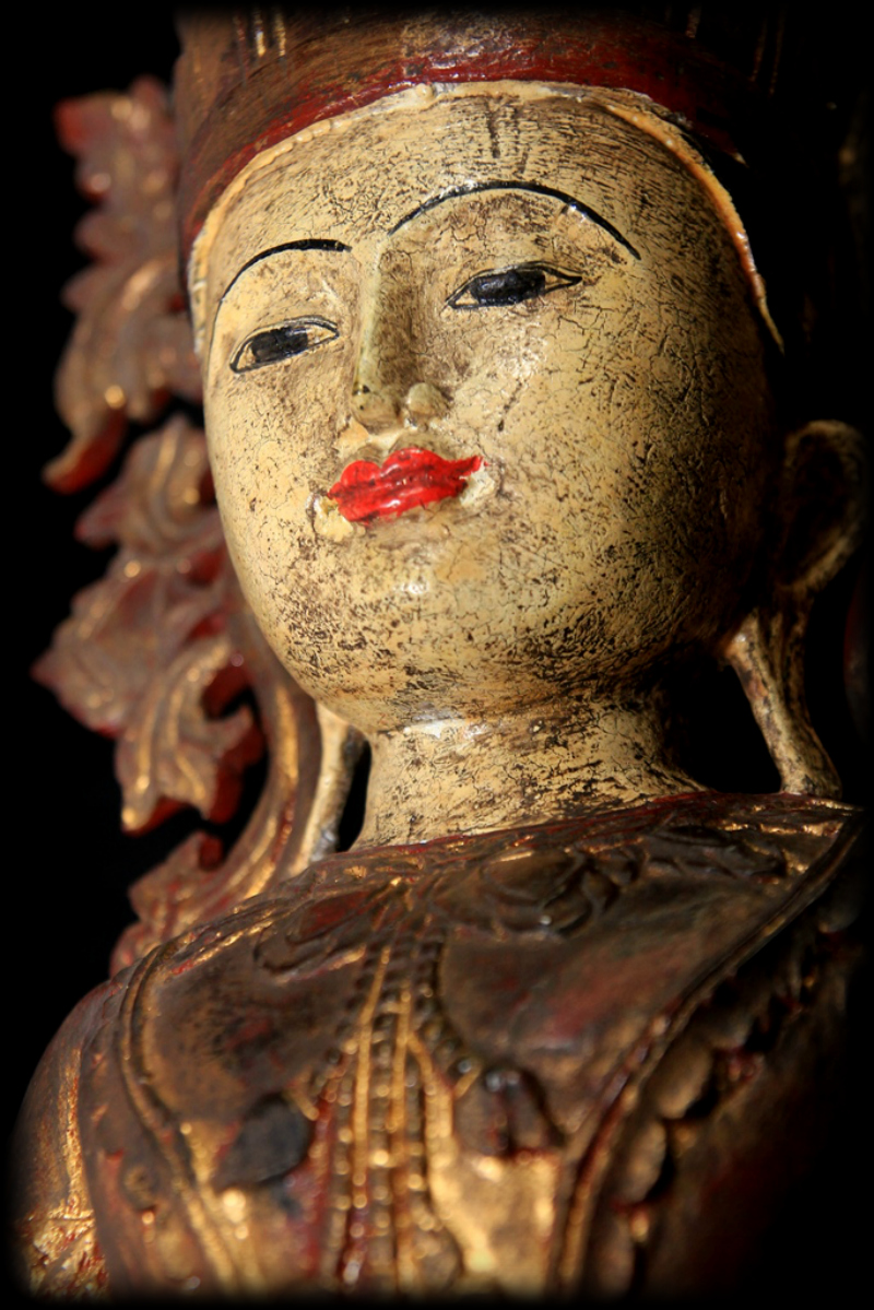 Extremely Rare 19C Wood Sitting Shan Burma Buddha #BB167