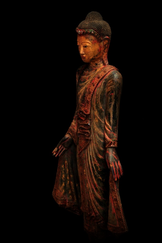 Extremely Rare 19C Standing Mandalay Burma Buddha #BB221