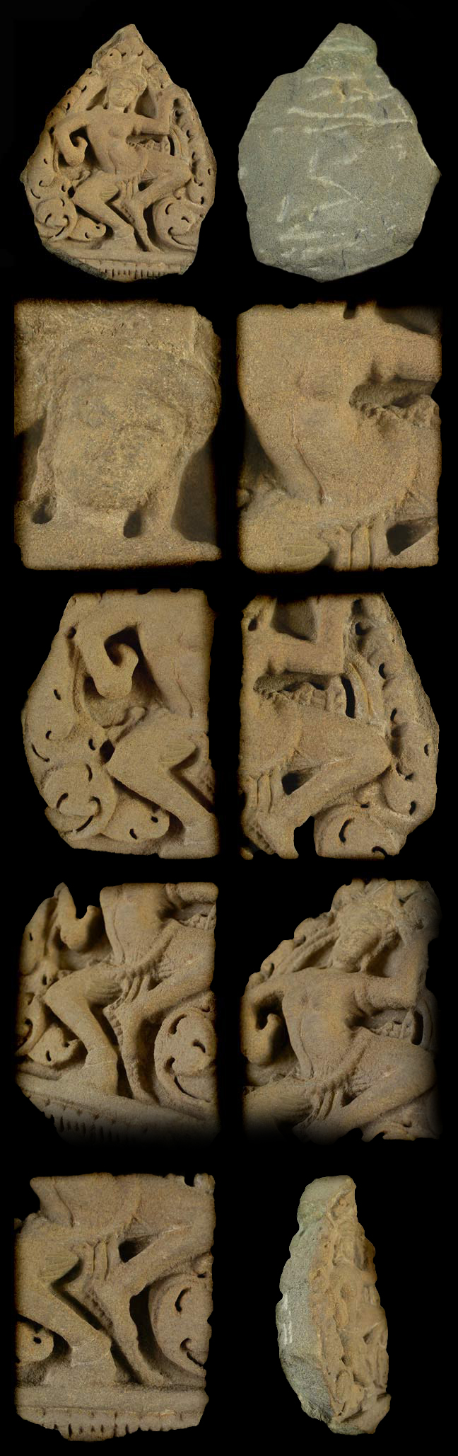 Extremely Rare 12C Sandstone Khmer Flying Figurine #K.2631