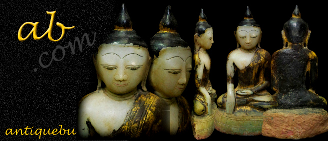 Extremely Rare 18C Alabaster Sitting Ava Buddha #LA014