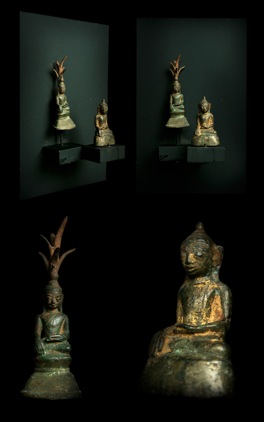 Extremely Rare Early 19C Bronze Burma Shan Buddha #OF139