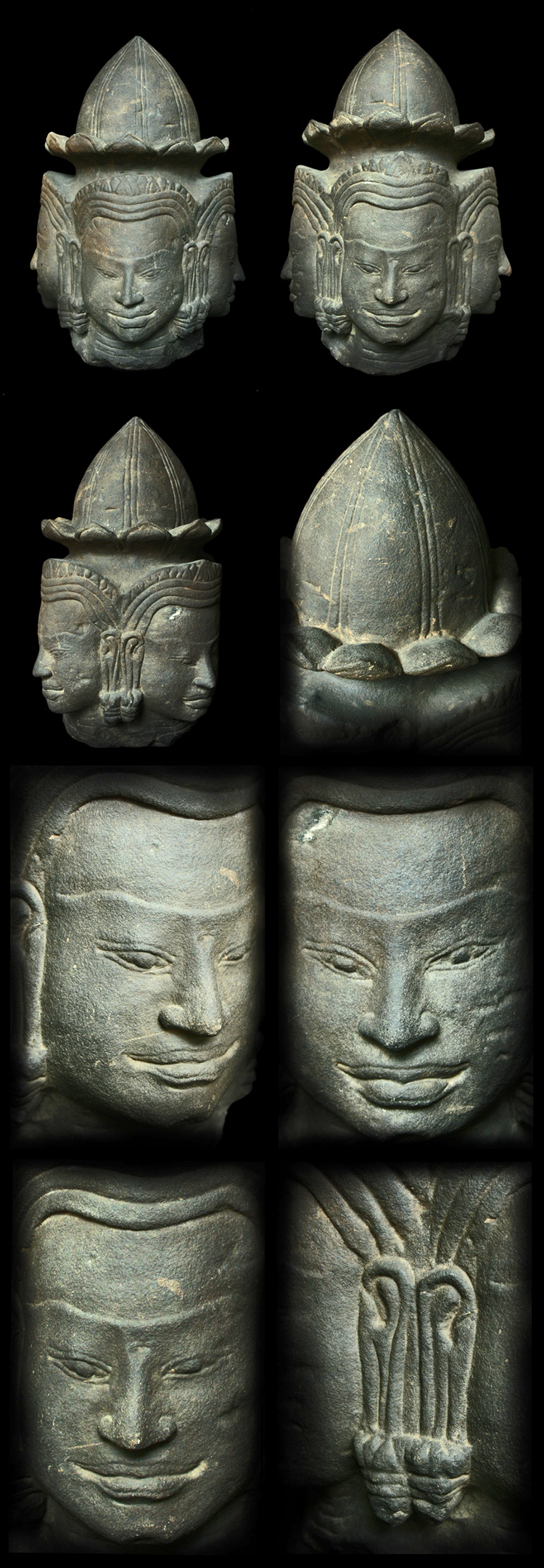 Extremely Rare 10C Sandstone Khmer Vishnu Head #OF151