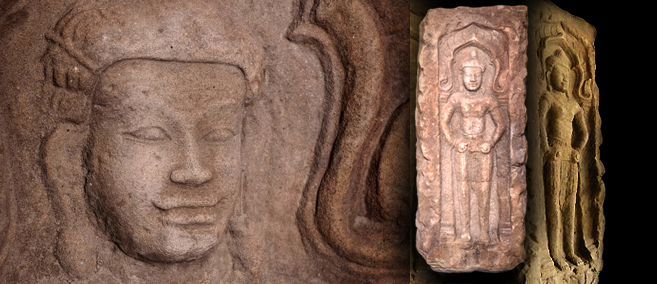 Extremely Rare 12C Sandstone Khmer Four Armed Vishnu #RK.007