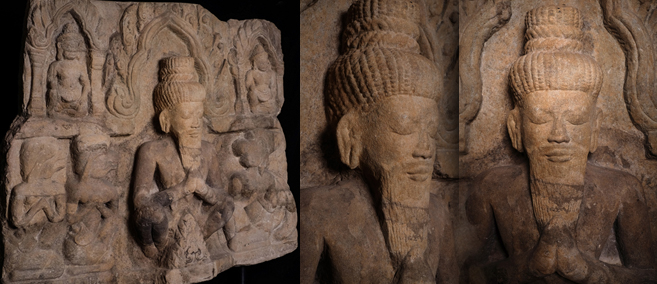 Extremely Rare 12C Sandstone Khmer Shiva And Kama#K.2636