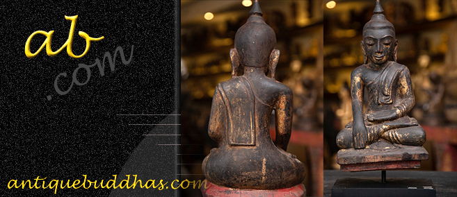 Extremely Rare 18C Wood Burmese Shan Buddha #B012.2