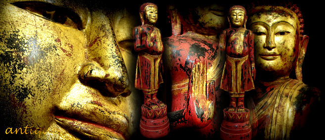 Extremely Rare 19C Wood Lanna Thai Happy Buddha #B024-2
