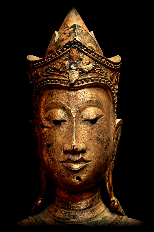 19C Wood Standing Thai Rattanakosin Buddha #BB25