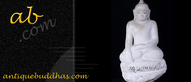 Extremely Rare 18C Alabaster Ava Buddha #A061