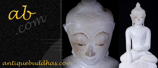 Extremely Rare 18C Alabaster Ava Buddha #A056