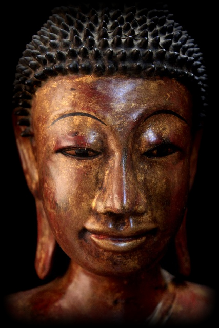 Extremely Rare Early 19C Wood Thai Lanna Buddha #B042-2