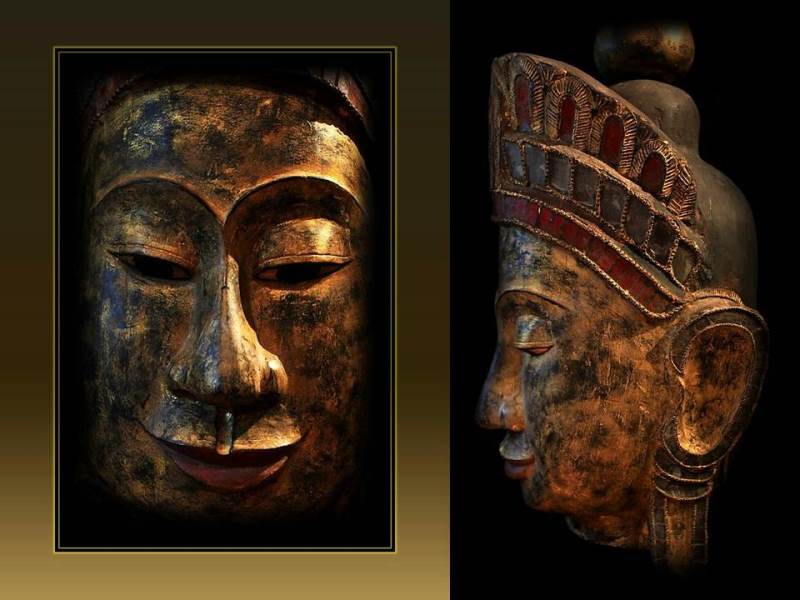 Extremely Rare 18C Wood Shan Burmese Buddha Head #BB298