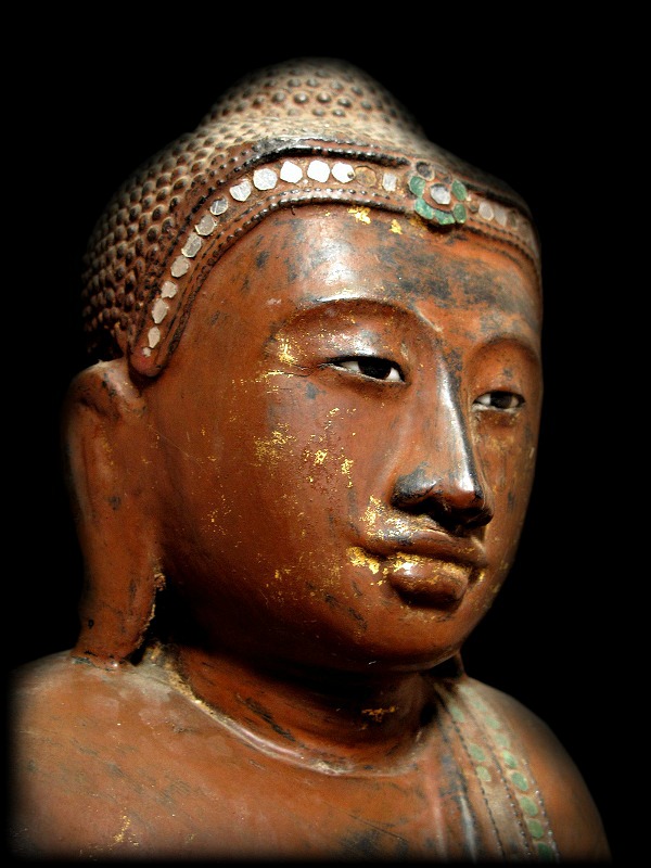 Extremely Rare 19C Wood Burma Mandalay Buddha #BB183