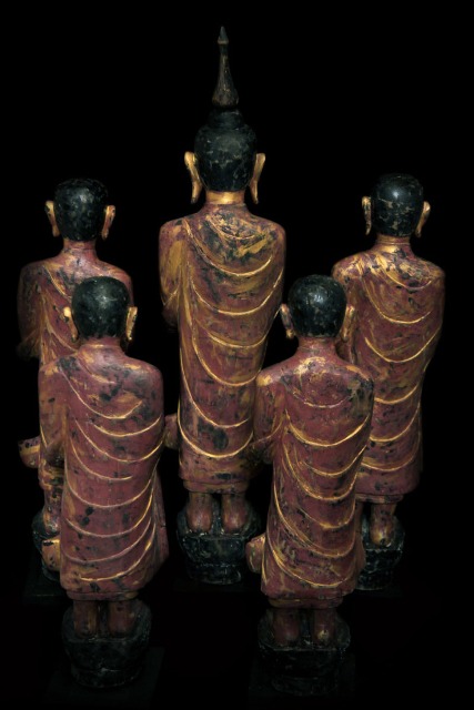 Fantastic Set 19C Bronze Burmese Buddhist Monks #BB106