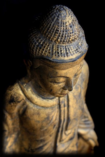 Extremely Rare 19C Wood Burmese Mandalay Buddha #CA1010