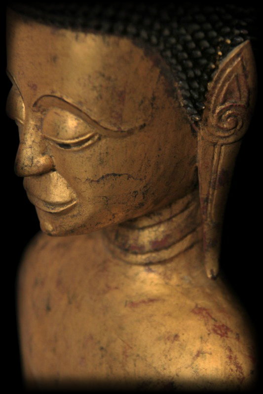 Extremely Rare 19C Wood Cambodia Buddha #BB100