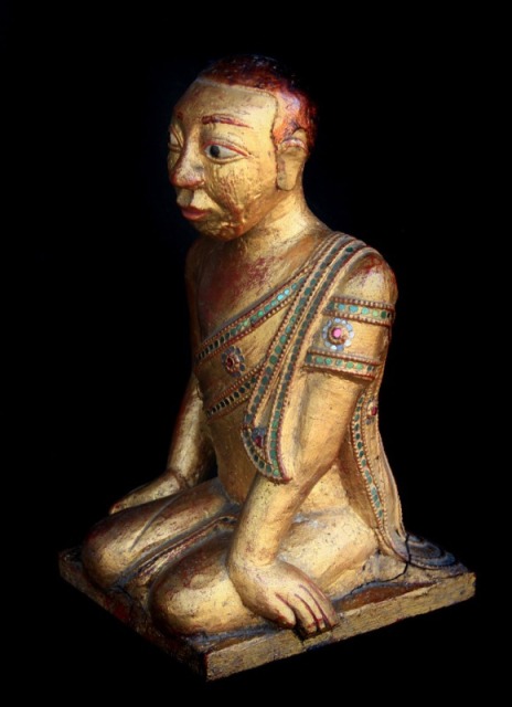 Extremely Rare 19C Wood Mandalay Monk #CA1013
